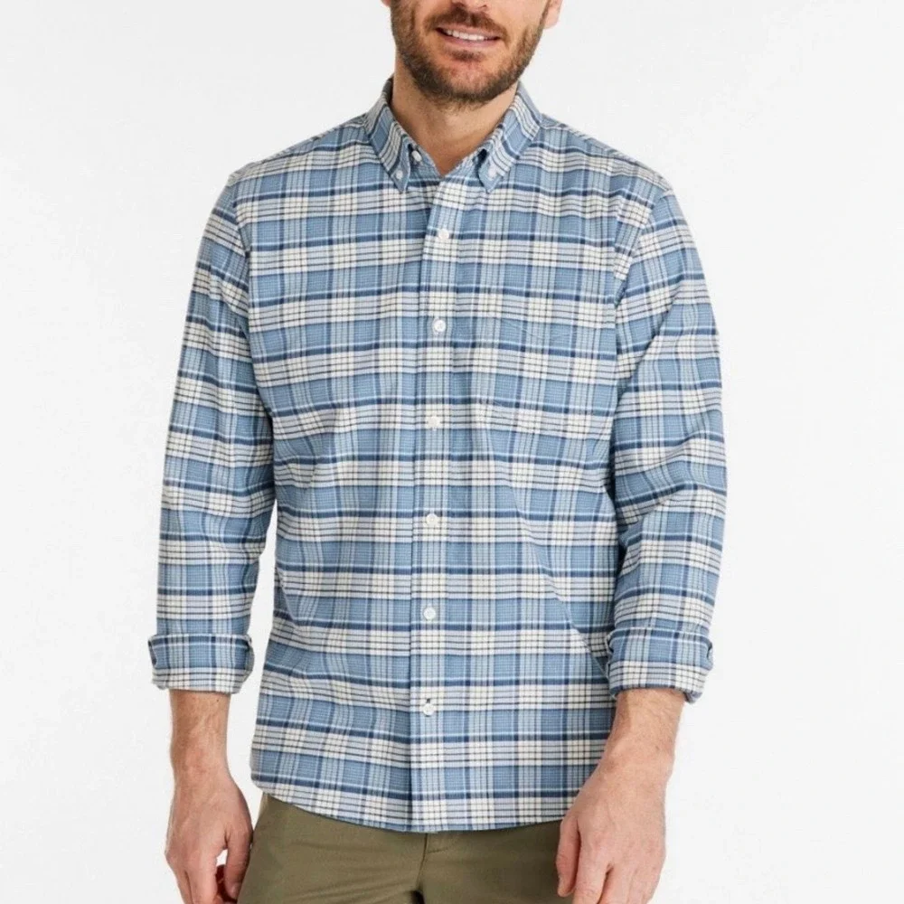 LL Bean Blue Plaid Comfort Stretch Oxford Shirt Slightly‎ Fitted Size 3X New